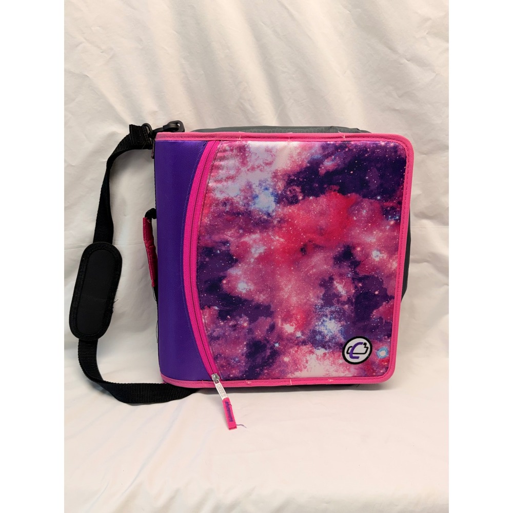 Case-it Mighty Zip Tab 3 Inch Zipper Binder Galaxy Nebula Pink Purple Y2K